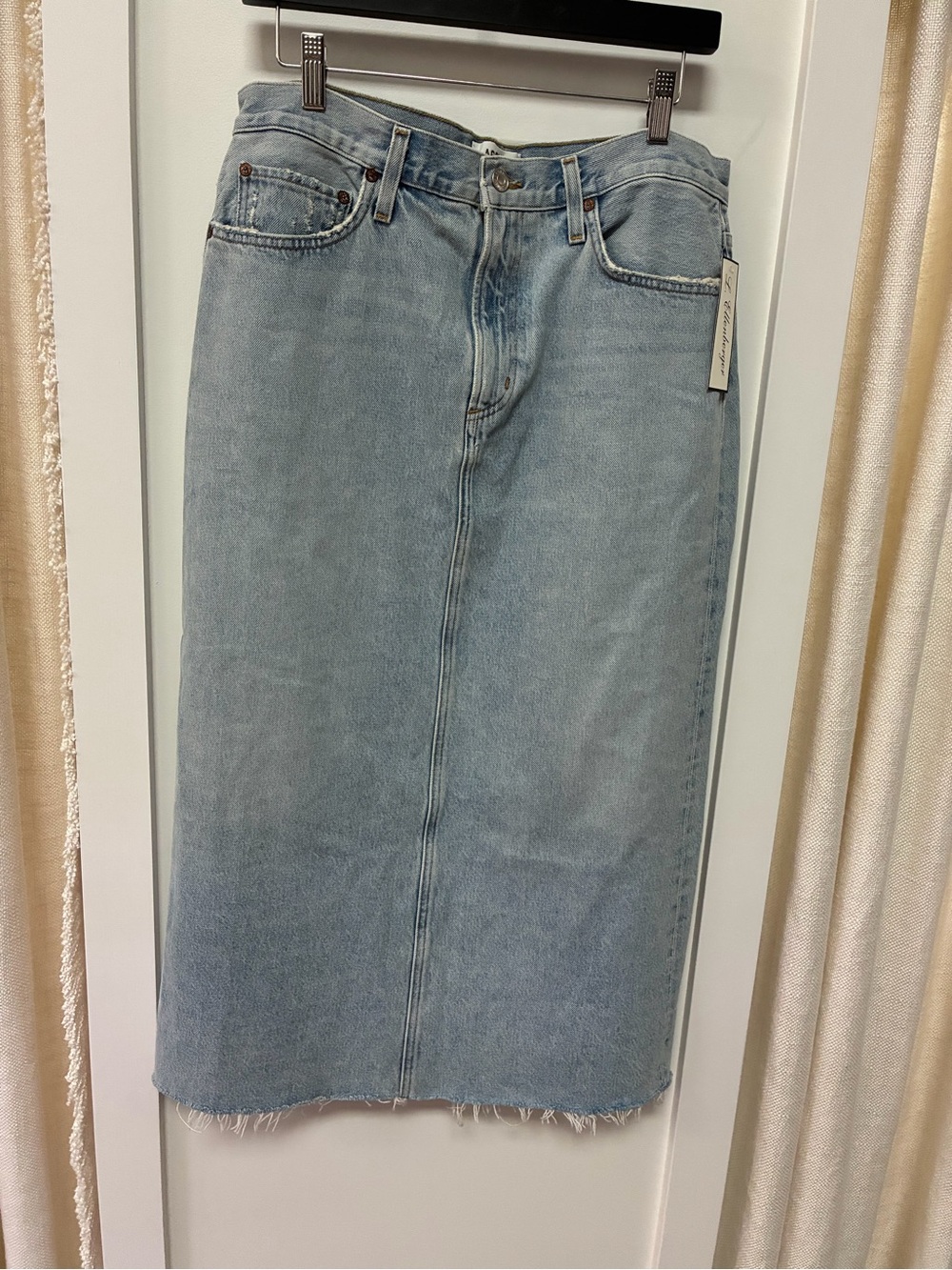 Agolde Light Blue Denim Midi Skirt – Classic Straight Fit